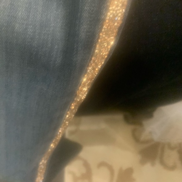 Chico’s Washed Denim Straight Leg Gold Beaded - Picture 4 of 4